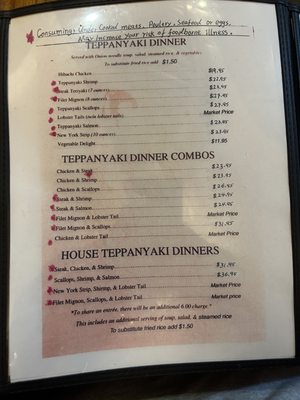 Wasahi Japanese Steak House & Sushi Bar menu 2